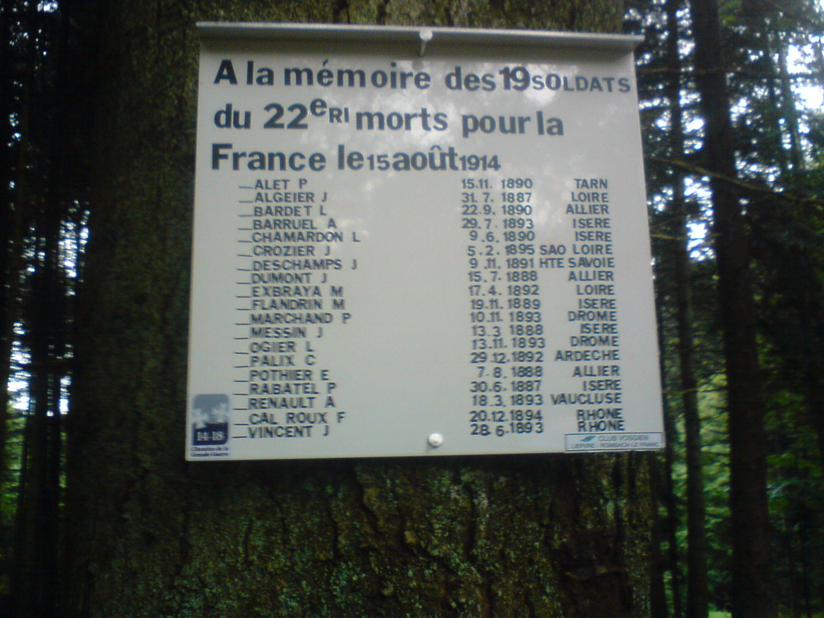 Tombe des 19 soldats français à Schlingoutte n°5