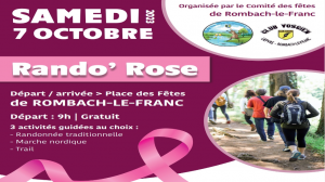 Annonce Rando Rose Comité des fêtes de Rombach-le-franc et Club Vosgien Lièpvre Rombach Ie franc 7 octobre 2023