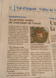 Le Club Vosgien de Lièpvre et Rombach-le-Franc organise pour la première fois un atelier de fabrication de couronnes de l’Avent à Rombach-le-Franc. -3