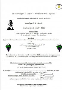 randonnée vin nouveau 5 octobre 2025